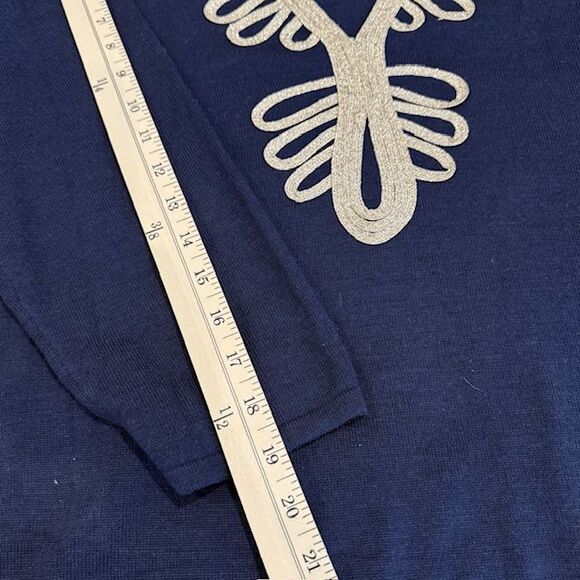 Lilly Pulitzer Delvin Merino Wool Sweater Dress Navy with Metallic Gold Size XL - Picture 9 of 11